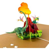 Handmade 3D Pop Up Card dinosaur volcano birthday Valentine's day Father's day Holiday New Pet Celebrations